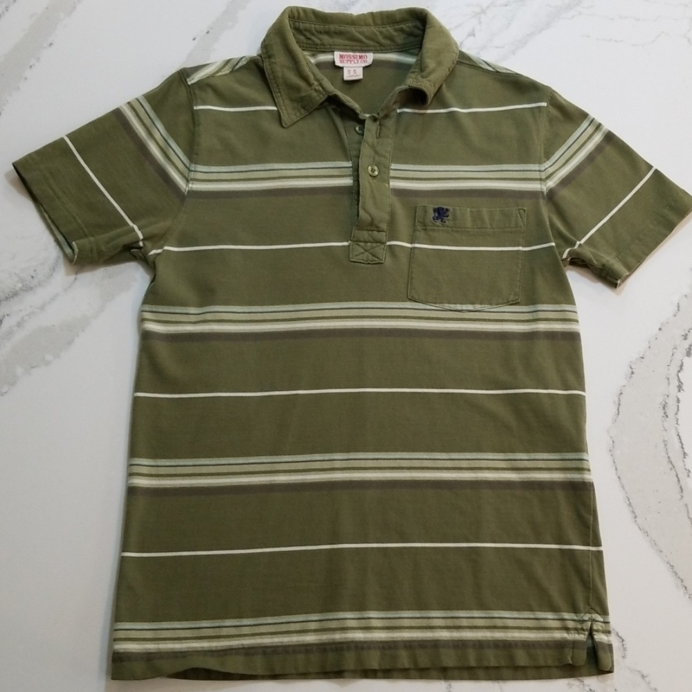 Olive Green Striped Polo Shirt